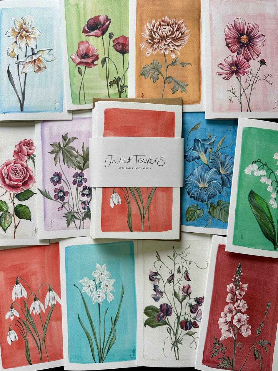 Birth Flower Greeting Cards - Pack of 12 Mixed