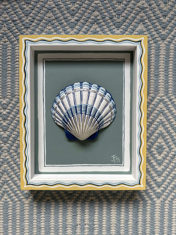 Hand Painted Shell - Blue and White