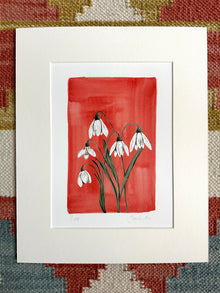  January - Snowdrops on Garnet A5 Print