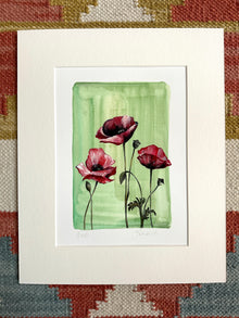  August - Poppy on Peridot A5 Print