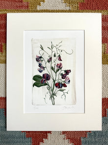  April - Sweet Peas on Diamond A5 Print