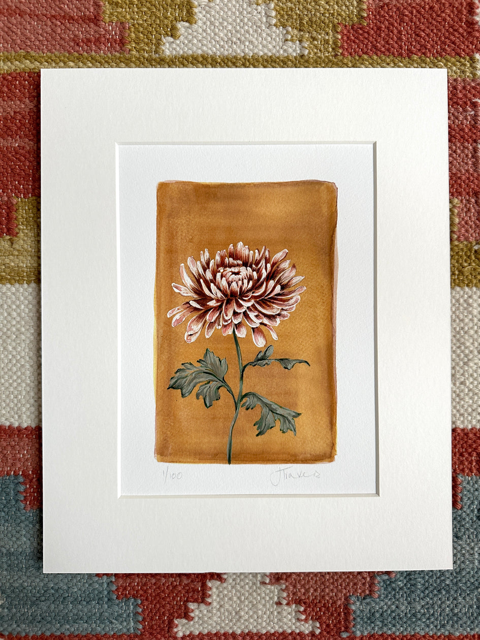 November - Chrysanthemum on Citrine A5 Print