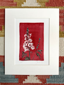  July - Delphinium on Ruby A5 Print