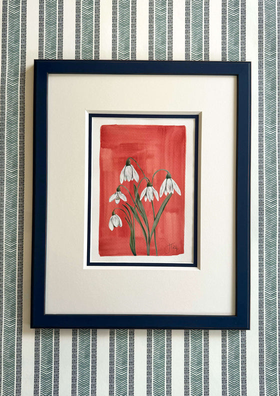 January - Snowdrops on Garnet