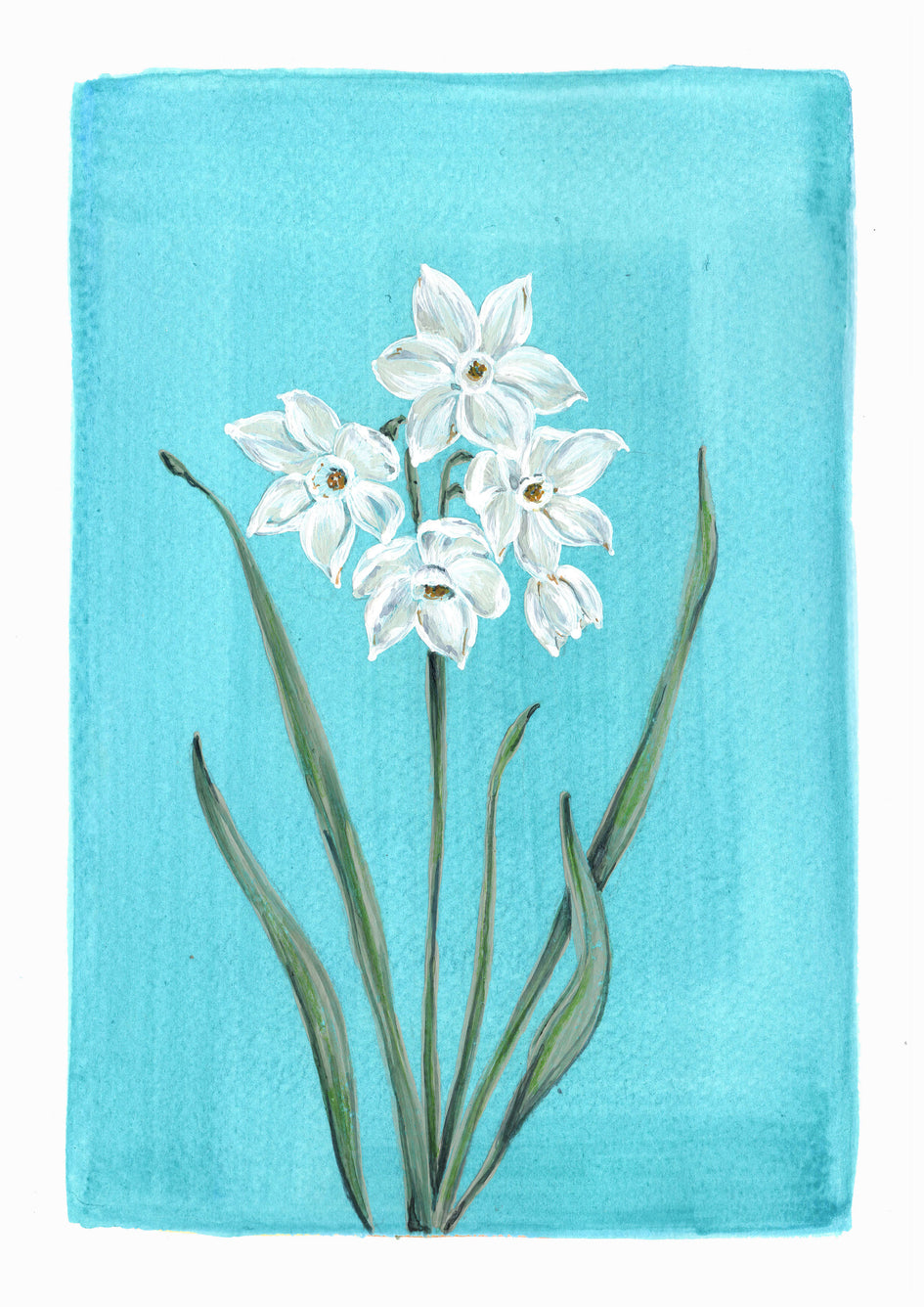 December - Narcissus on Blue Topaz