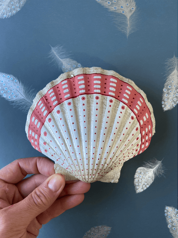 Hand Painted Shell - Fire Pink and Blue – Juliet Travers